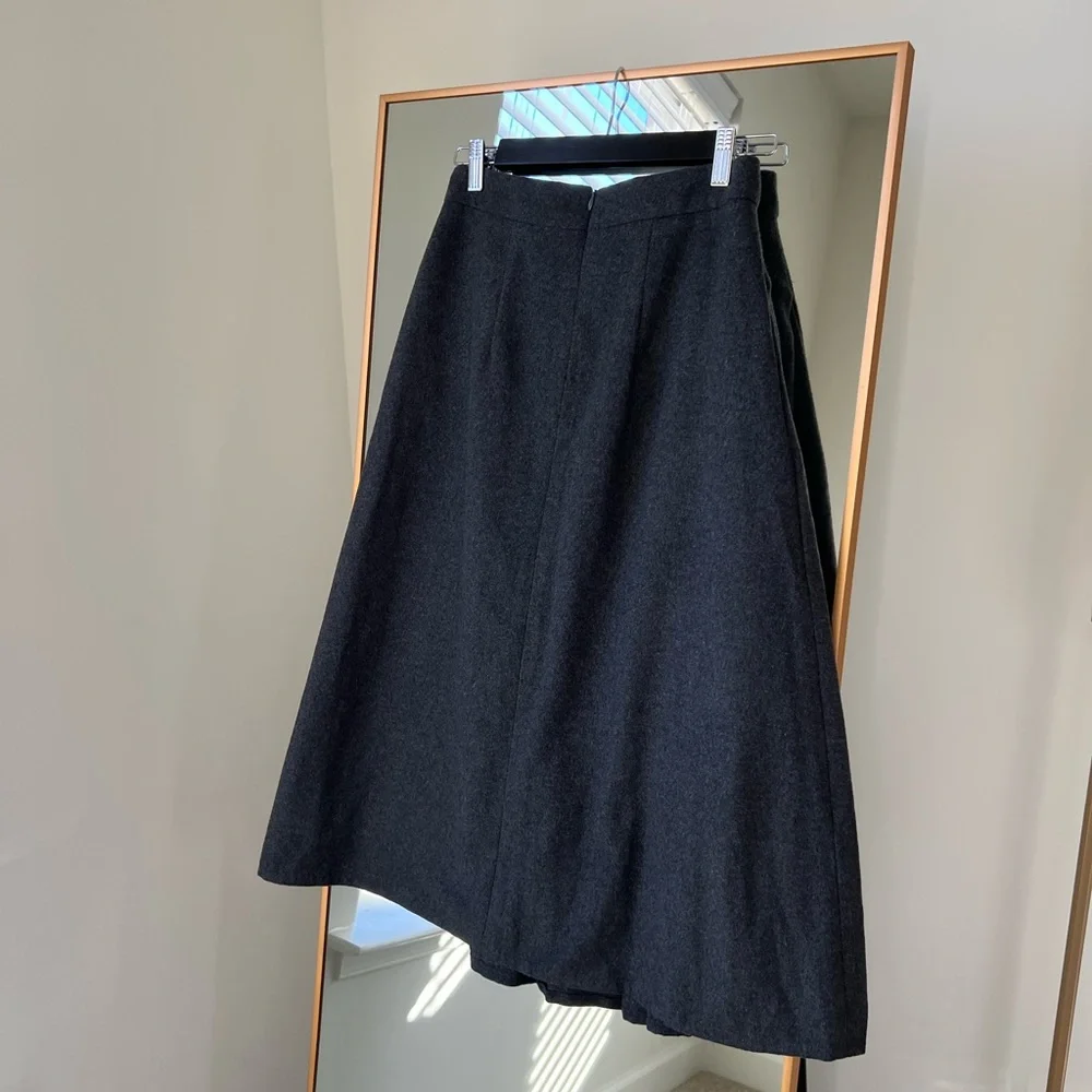 NWT🔖Lobbster Vietnamese Designer Brand Grey Draped Midi Skirt Wool A-line - Picture 7 of 10